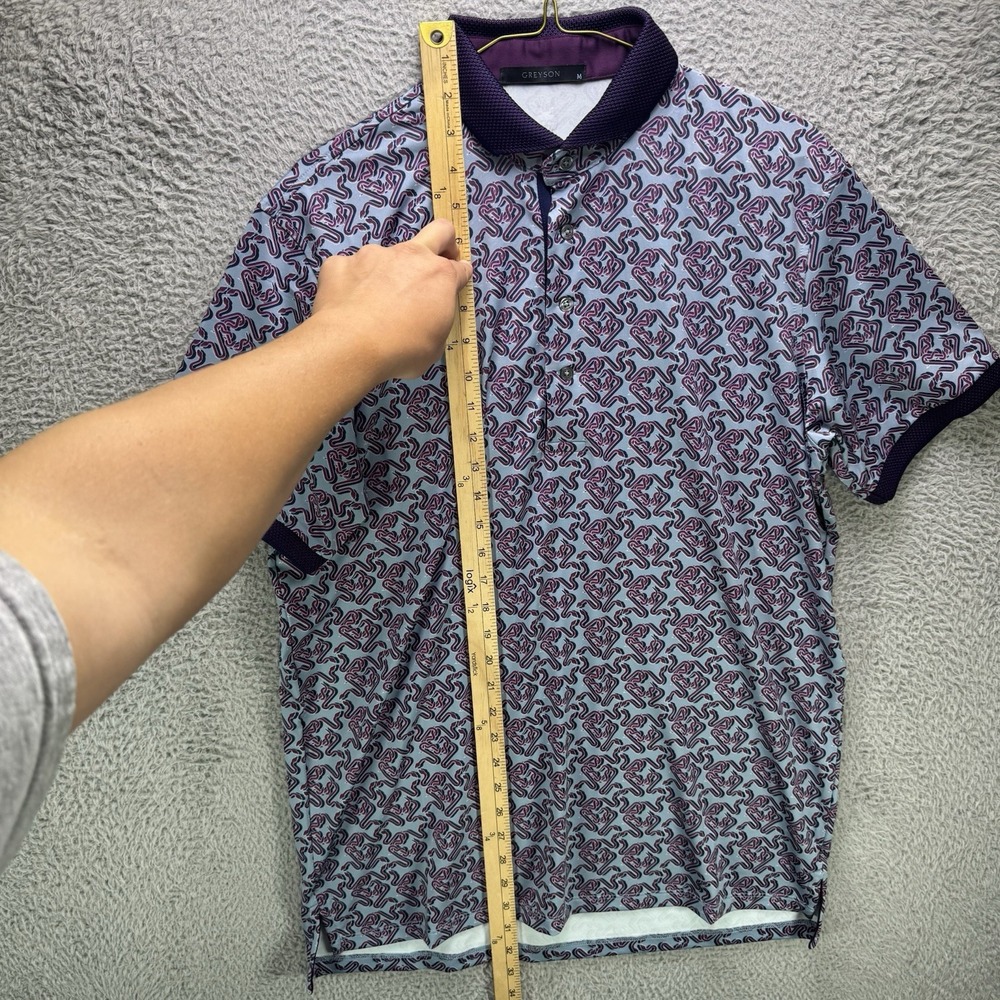 Greyson Golf Polo Shirt Mens Medium Intertwined AOP Stretch Justin Thomas NWT - Picture 10 of 14